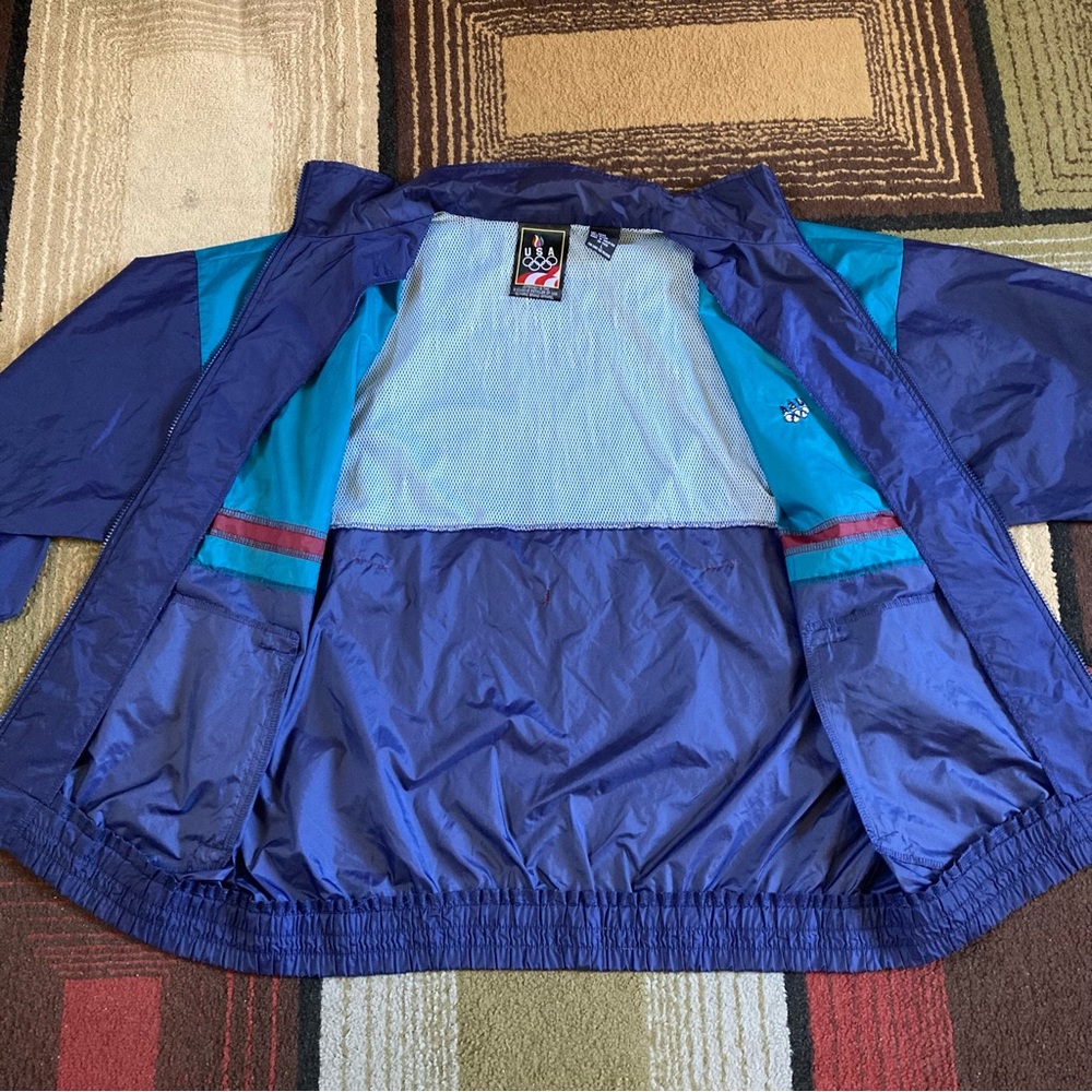 Vintage USA Olympics Color Block Nylon Windbreaker Jacket Full Zip Sz L - Picture 5 of 8
